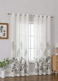 Qfdian  White Transparent Palm Tree Print Pattern Curtains, Suitable For Living Room And Bedroom Light-transmitting Hazy Door Curtain