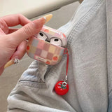 Qfdian 3D Tomato Pendant Chain Grid Earphone Case Protect For Airpods 1 2 3 4 Cover Soft Shockproof For Air Pods Pro Pro2nd Fundas