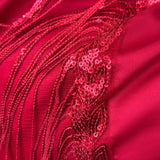 Qfdian  Red Tassel Design Lace Ruffles Princess Wedding Bedding Set Egyptian Cotton Duvet Cover Flat Bed Sheet Pillowcases 4Pcs