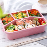 Qfdian Bento Lunch Box 4 Compartment Meal Prep Containers Lunch Box for Aldult Kids Reusable Food Storage Containers Office Schools