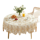 Qfdian  New Waterproof Tablecloth Oil-proof Anti-scalding Wash-Free Round Dining Table Cloth Household Living Room Light Luxury Nordic