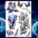 Qfdian  Flower Peony Temporary Tattoos For Women Girls Flora Snake Tattoo Sticker Black Lavender Sexy Fake Large Tatoos Sweatpea Dahlia