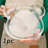 Qfdian  Glass Divided Serving Plate with Sauce Compartment Shell Design for Dumplings Desserts Seafood Sharing Dish Microwave Safe Gift