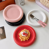 Qfdian  Nordic Creative Ceramic Plate Round Service Plate Steak Western Dishes Dessert Plate Unique Main Course Kitchen Tableware