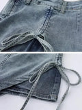 Qfdian  Summer Female Casual Streetwear Asymmetrical Slim Club Mini Skirt Korean Sexy Vintage Lace Up Y2K High Waist A-Line Denim Skirts