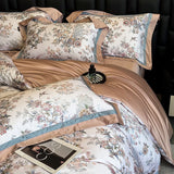 Qfdian Premium 1000TC Egyptian Cotton Chinese Style Flowers Bird Print Luxury Bedding Set Duvet Cover Flat/Fitted Bed Sheet Pillowcases