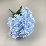 Qfdian  5 Heads Hydrangea Bouquet Silk Artificial Flowers for Party Wedding Living Room Decoration Accessories Home Decor Fake Flowers