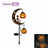 Qfdian  1-4PCS Solar Halloween Garden Light Skeleton Ghost Dancing Pumpkin Moon Glow Stake for Lawn Pathway Porch Decor