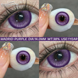 Qfdian 1Pair Fashion Makeup Pampas Series Yearly Purple Contacts Green Eyes Color Lenses Beauty Pupils Eye Color Green Lenses