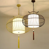 Qfdian  New Lantern Pendant Light Personalized and Creative Tea Room Light Iron Art Yang Table Light Fabric Simple Chinese Style