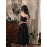 Qfdian  Elegant Vintage Women's White Chiffon Dress with Spaghetti Straps for Women Sleeveless Casual Partyidos Fashion Robe Clothes