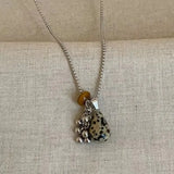 Qfdian Korean Colorful Stones Geometric Pendant Necklace for Women Simple Metal Grape Cluster Clavicle Chain Sweater Chain Jewelry Gift