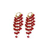 Qfdian  Fashion Shine Glamour Crystal Temperament Earrings Long Flash Temperament Elegant Fashion Trendy Luxury Jewelry