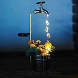 Qfdian  Sprinkler Water Kettle Faucet Water Droplet Flower Pot Lamp Solar Powered Lawn Lamp Courtyard Outdoor Waterproof Garden