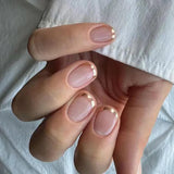 Qfdian 24Pcs Nude White French Fake Nail Short Square Nail Tips Fashion Wearable False Nails with Glue Simple Full Cover Press on Nails