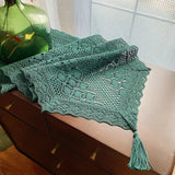 Qfdian  Light Luxury Polyester Cotton Hollow Tablecloth for Diningroom Study Table Flag TV Cabinet Dust Cover Solid Color Pastoral Style