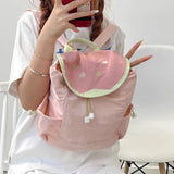 Qfdian Nylon Contrast Color Patchwork Schoolbags Women Students All Match Travel Bags Cartoon Casual Y2k Aesthetic Backpacks Trendy