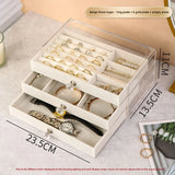 Qfdian  3/5Layer Flannel Jewelry Box Earring Necklace Ring Boxes Jewelry Dustproof Tabletop Organizers Multifunctional Storage Box Gifts