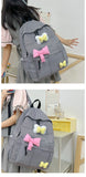Qfdian Streetwear Travel Backpacks for Women Students Fashion All Match Trendy Schoolbags Sweet Y2k Aesthetic Plaid Kawaii Bow Backpack