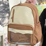 Qfdian  Women Transparent Students Kawaii Cute Ita Bags Patchwork Contrast Color Y2k Schoolbags High-capacity Students Casual Backpacks