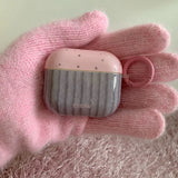 Qfdian Korea lovely pink wave point cover stripe pattern tpu soft case for apple airpods pro 2 3 4 silicone earphone shell