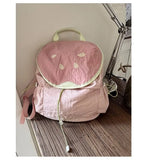 Japanese Letter Embroidery Schoolbags Y2k Aesthetic Student Casual Travel Backpacks Contrast Color Sweet Kawaii Bags for Women