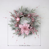 Qfdian  New Christmas Pink Wreath With Balls Artificial Plant Rattan Garland Christmas Rattan Hanging Ornament For New Year Home Decor