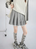 Qfdian  Elastic Waist Pleated Skirts with Shorts Fashion High Waist Mini Skirts Women Korean Fashion Short Skirt Sexy Preppy Style Skort