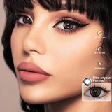 Qfdian 1 Pair Big Eyes Black Lenses 14.5MM Korean Natural Lenses Color Contact Lenses Eyes with Gray Beautiful Pupil Lentes