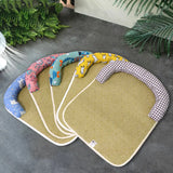 Qfdian  Cotton Linen Rattan Pet Dog Bed Mat Washable Summer Cooling Sleeping Pad with U Shaped Bolster for Dogs Cats Indoor Sofa Floor