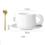 Qfdian  1pc Black/White Mug Ceramic Home Dining Table Office Restaurant Supplies Breakfast Afternoon Tea Milk Water Coffee Cup Plate Set