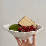 Qfdian  Relief Sculpture Porcelain Bowl French Style Simple Household Food Container Fruit Vegetables Yogurt Salad Bowl Kitchen Supplies