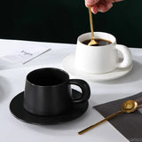 Qfdian  1pc Black/White Mug Ceramic Home Dining Table Office Restaurant Supplies Breakfast Afternoon Tea Milk Water Coffee Cup Plate Set
