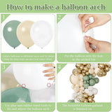 Qfdian  Sage Green Balloon Garland Arch Kit Olive Green White Sand Gold Confetti Balloon Wedding Bridal Shower Birthday Party Decoration