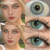 Qfdian 1Pair New Colored Contact Lenses for Eyes Brown Lenses Green Eye Lenses Gray Pupils Yearly Cosmetic Eye Contact Lens