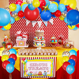 Qfdian  Carnival Circus Balloon Garland Kit Red Blue Yellow Rainbow Confetti Balloon Arch Star Foil Ballon Birthday Carnival Party Decor