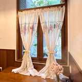 Qfdian  Village Curtains for Living Room Nordic Cotton Half Door Blackout Kitchen Washing Table Screen
