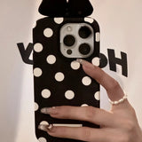 Qfdian  Wave Point Plush 3D Bow Phone Case,For IPhone 11 Case IPhone 16 13 15 14 12 17 Pro Max Air XR XS Shockproof Soft Covers Cases