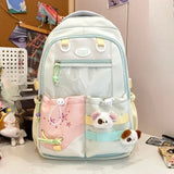 Qfdian Patchwork Contrast Color Kawaii Chic Schoolbags High-capacity Preppy Pockets Backpack All Match Y2k Backpacks for Women Students
