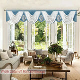 Qfdian  1Pc,Blue and White Luxury Waterfall Valance Curtain Hanging for Luxury Window Thick Swag with Pendant Beads Window Bedroom Decor