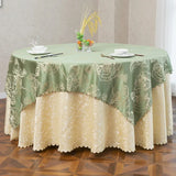 Qfdian  1pcsModern fashion Double Layered Round Tablecloth flower Printed wedding party Tablecloth Dust Anti Slip Table Cover