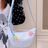 Qfdian  Luxury Design Sweet Y2k Aesthetic Crossbody Bag Women Contrast Color Plaid Handbags Fashion Kawaii Girls Cellphone Shoulder Bags