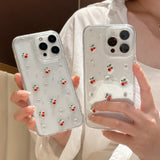 Qfdian  Applicable to Apple 16promax mobile phone case, new iphone16 three-dimensional glitter, cherry 16pro advanced sense plus