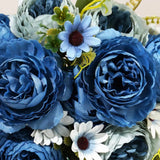 Qfdian  Decorative Flowers Silk Peony Artificial Daisy High Quality Red Bride Bouquet Wedding Decor Fake Flower Home boda Accessories