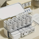 Qfdian  Double Layer Transparent Data Cable Organizer Boxes Home Office Desktop Charger Storage Box Double Layer Adjustable Compartment