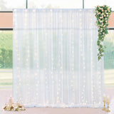 Qfdian  White Backdrop Curtains with Lights String for Wedding Parties 10×10ft Sheer Tulle Backdrop Curtain for Bridal Shower Birthday