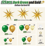 Qfdian  125Pcs Green and Gold Balloon Arch Kit with 3pcs Starburst Balloon,for Birthday Baby Shower Wedding New Years Party Decorations