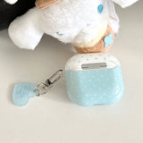 Qfdian Blue Polka Dot Angel Wings DIY Earphone Case Cover For Apple AirPods 1 or 2 3 4 Pro Pro 2 Bluetooth Charging Box Protection Case