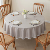Qfdian  Solid Color Circular Tablecloth Waterproof Oil Proof Dustproof Dining Table Decoration Hotel Restaurant Tablecloth Cover Cloth