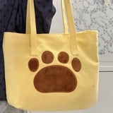 Qfdian  Fashion Cartoon Cute Paw Underarm Bag Women Y2k Aesthetic Kawaii Chic Canvas Bags All Match Casual Office Lady Shoulder Handbags